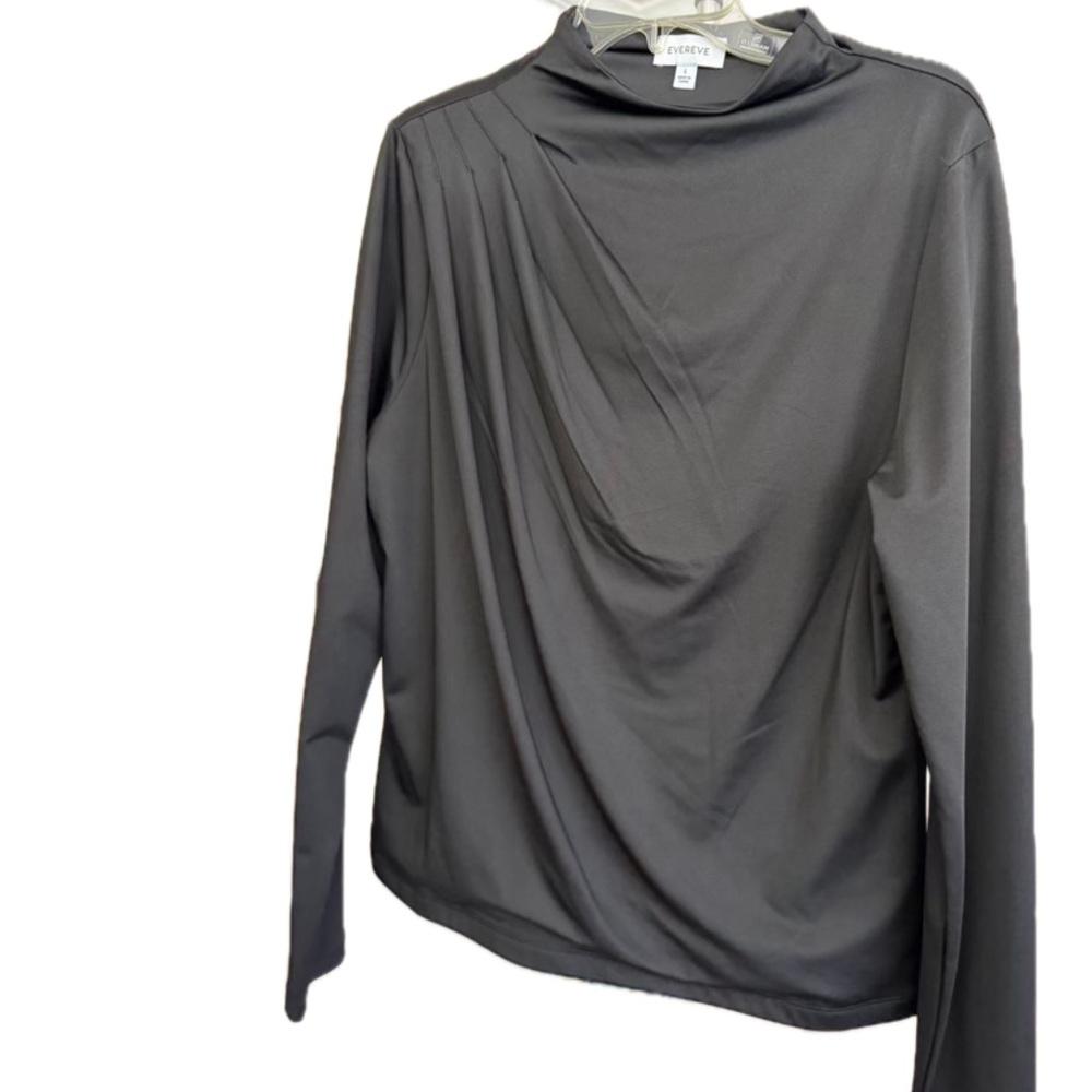 Evereve Gray Draped Long Sleeve Top